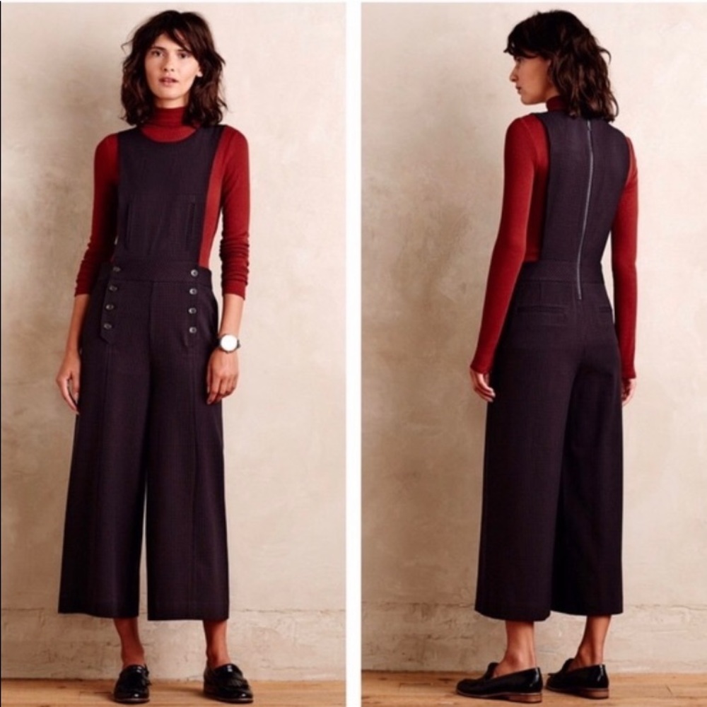 Anthropologie Cartonnier Jules Bib Wide Leg Crop Jumpsuit